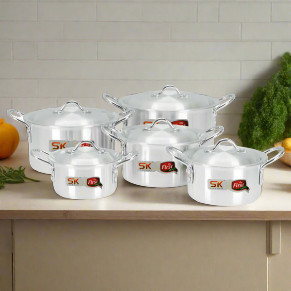 10 Pieces Aluminum Shine Casserole Set - 19 to 28 cm - Skcookware