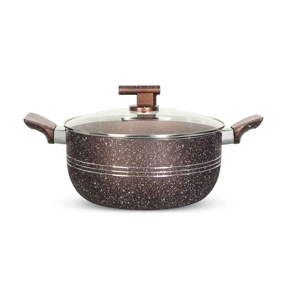 10 Pieces Non Stick Marble Coated Innovant Casserole (Daigchi/Baigona) Set - Chocolate - Skcookware