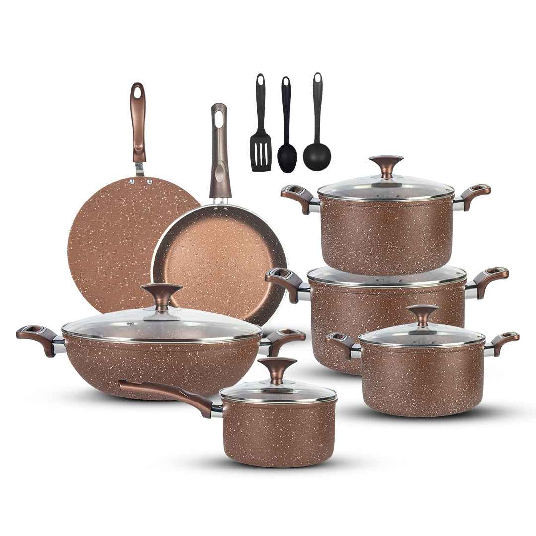 15 Pieces Marble Coated Gift Pack Daisy Light Cookware Set - Skcookware