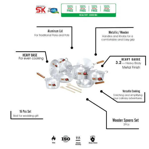 15 Pieces Aluminum Plum Gift Pack Set - Skcookware