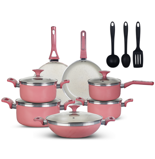 15 Pieces Non Stick Daffodil Gift Pack Set Pink - Skcookware