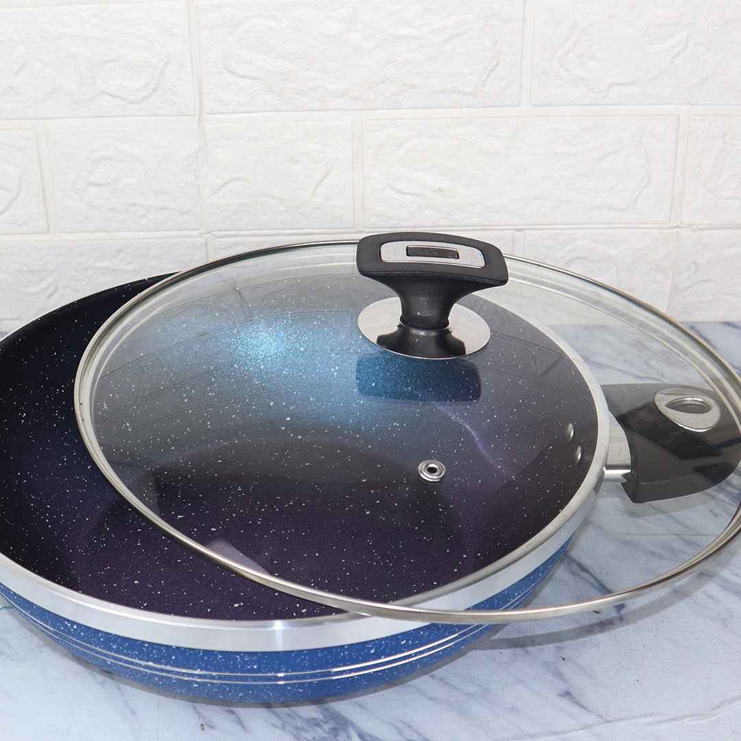 16 Pieces Marble Coated Gift Pack Daisy Cookware Set - Blue - Skcookware