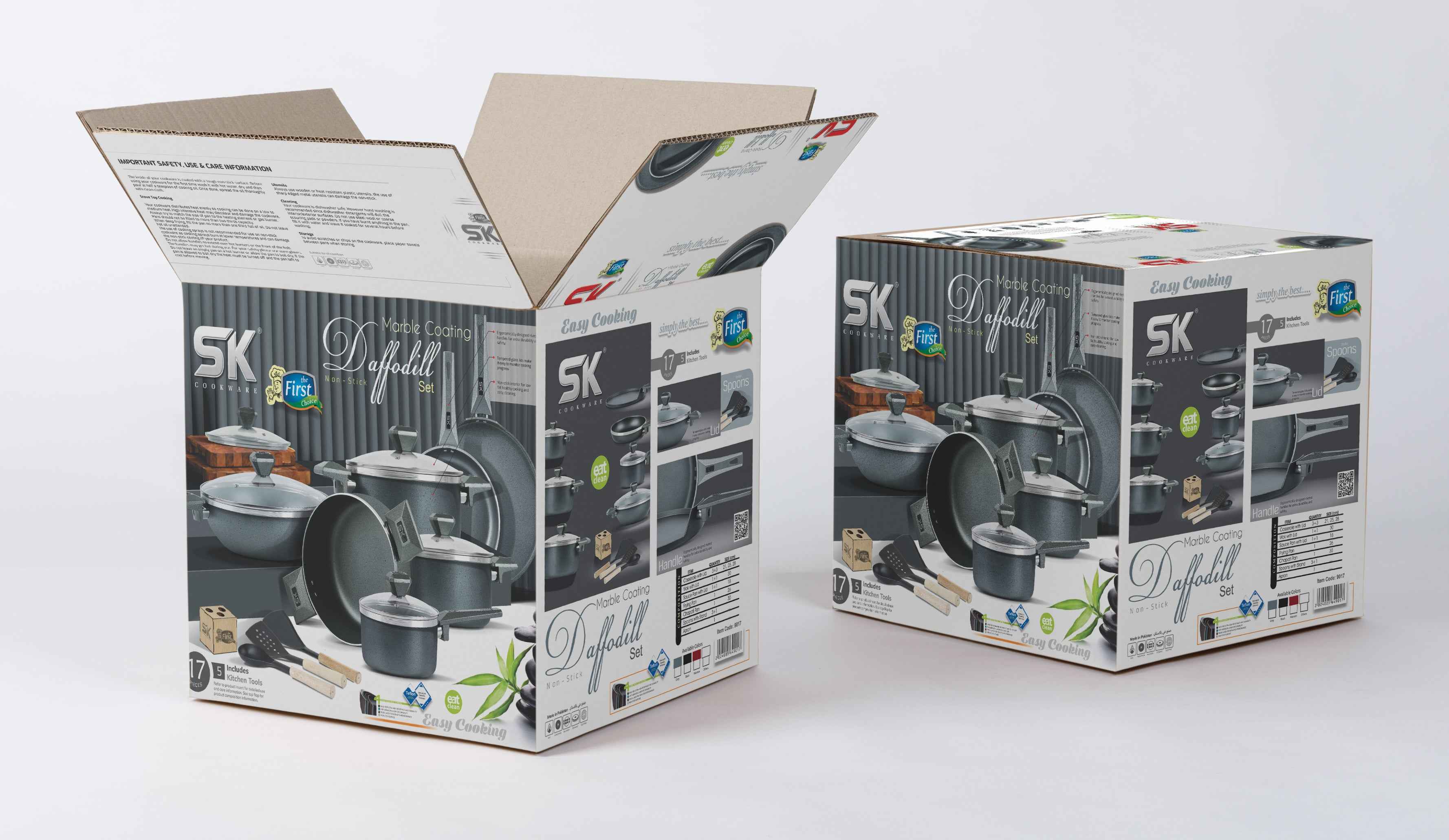 16 Pieces Non Stick Daffodil Gift Pack Set Gray Wooden Texture Handle - Skcookware