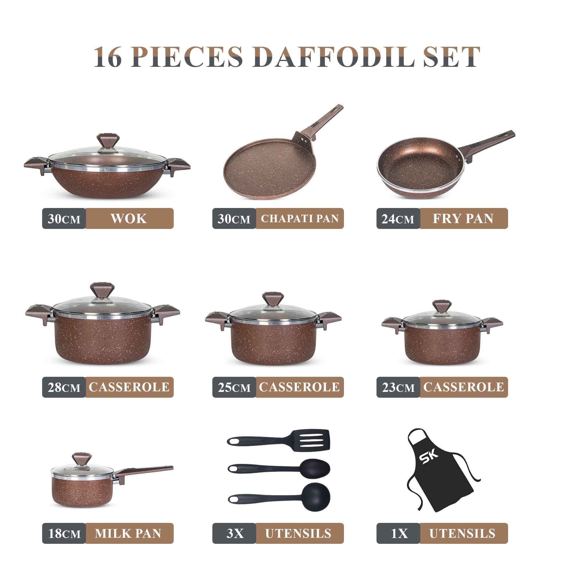 16 Pieces Non Stick Daffodil Gift Pack Set - Chocolate