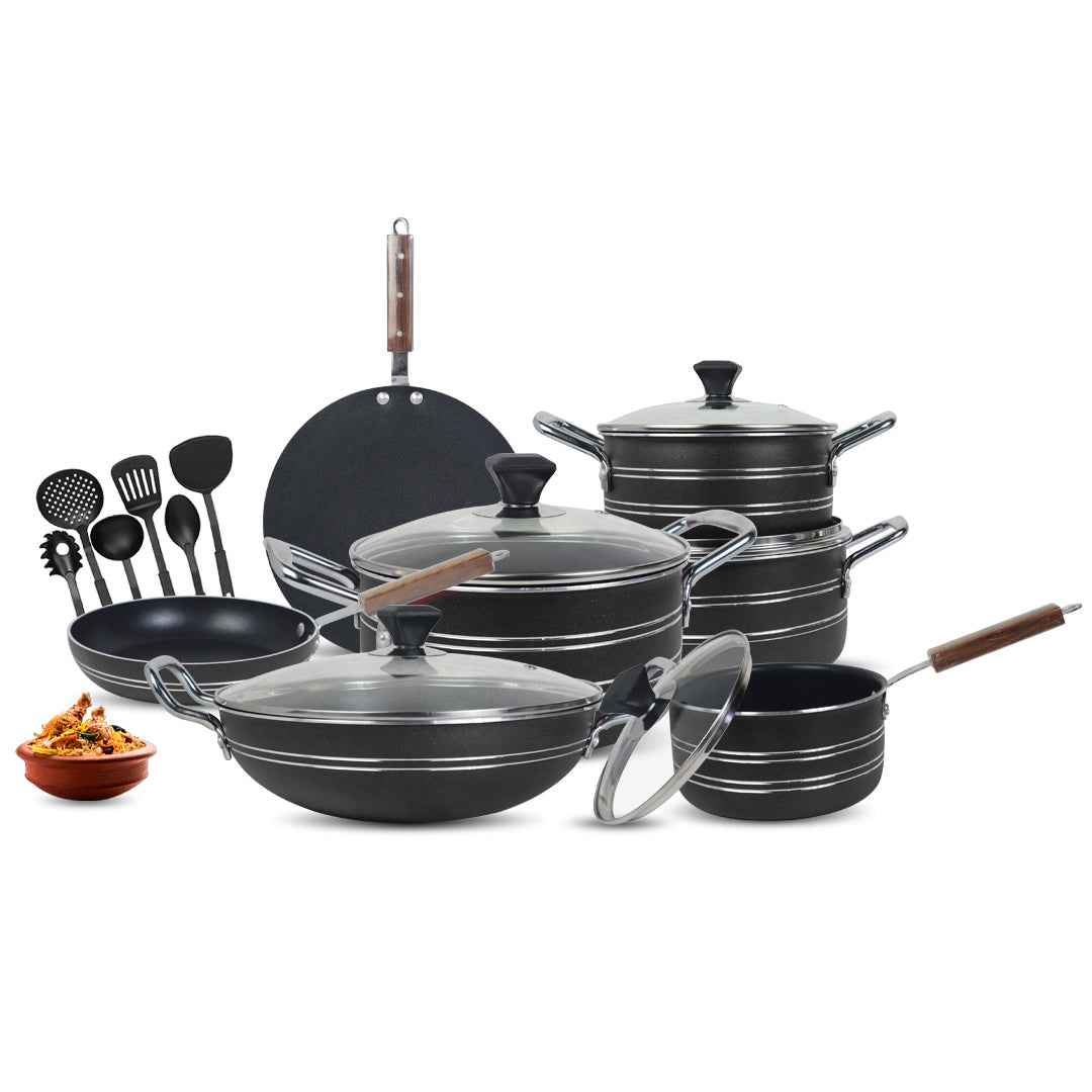 17 Pieces Non-Stick Galaxy Gift Pack Set - Black - Skcookware