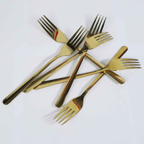 6 Pieces Golden Stainless Steel Table Forks