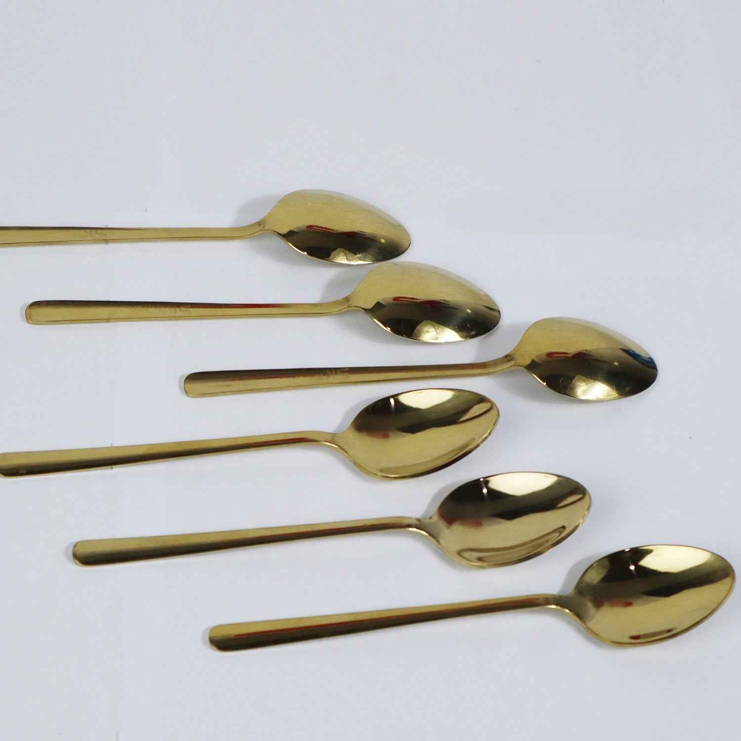 18 Pieces Set of Golden Stainless Steel Spoons - 14 Gauged - Skcookware