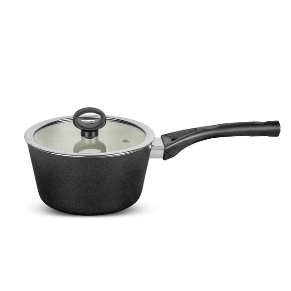 18cm Non Stick Marble Coated Signature Sauce Pan - Black & Beige - Skcookware