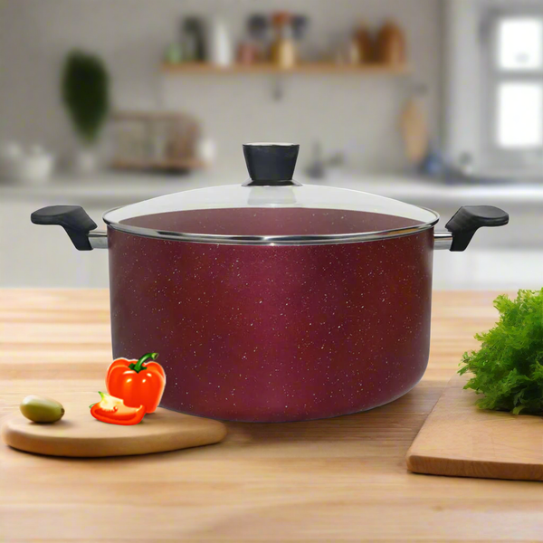 Non Stick Marble Coated Casserole - Maroon - Skcookware