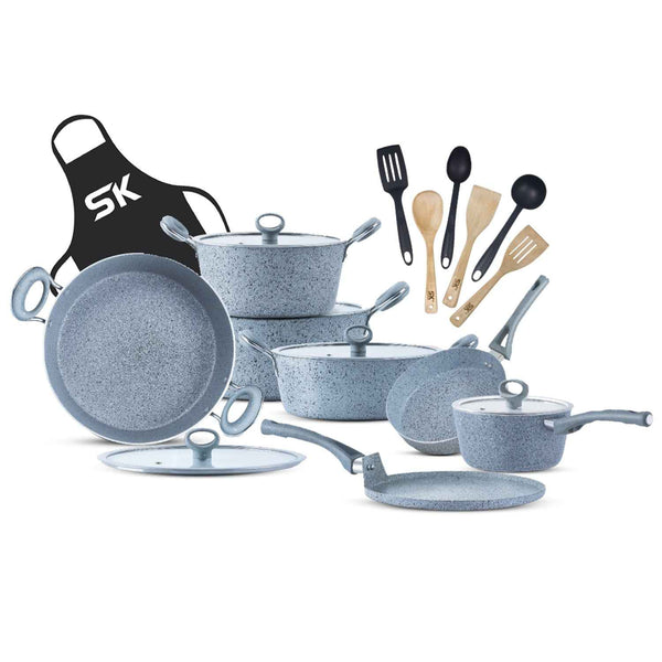 20 Pieces Marble Coated Gift Pack Signature PLUS Cookware Set - Grey - Skcookware