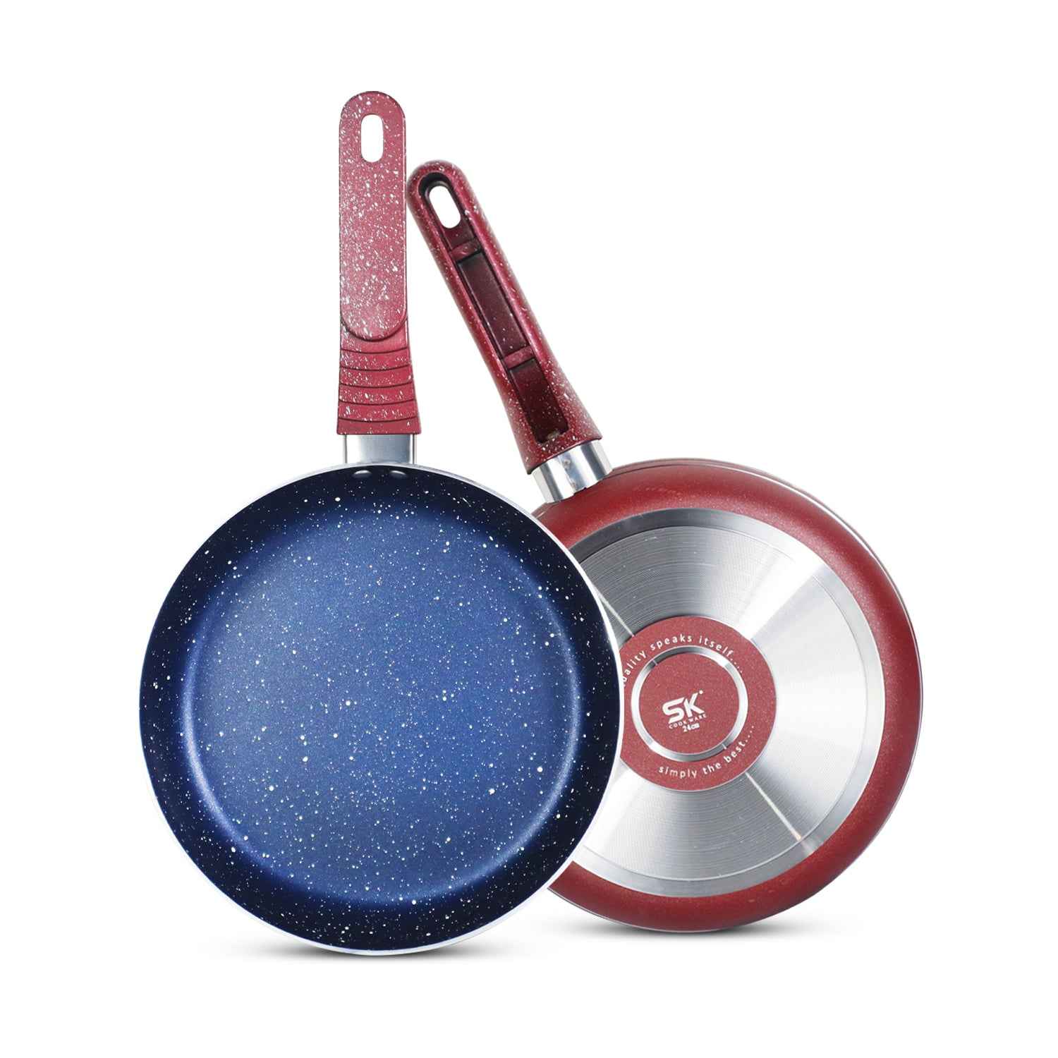 24cm Non Stick Marble Coated Royal Frypan - Maroon - Skcookware
