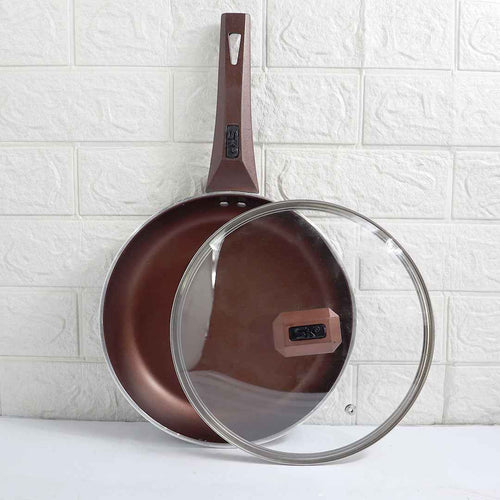 Non Stick Daffodil Frypan with Glass Lid - Chocolate - Skcookware