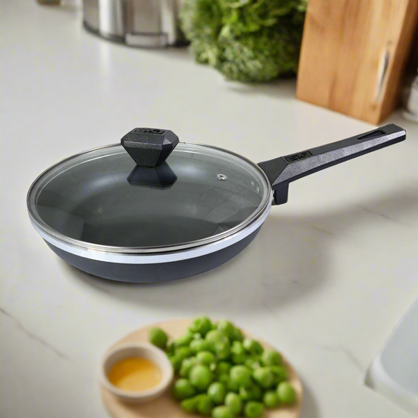 Non Stick Daffodil Frypan with Glass Lid - Gray - Skcookware