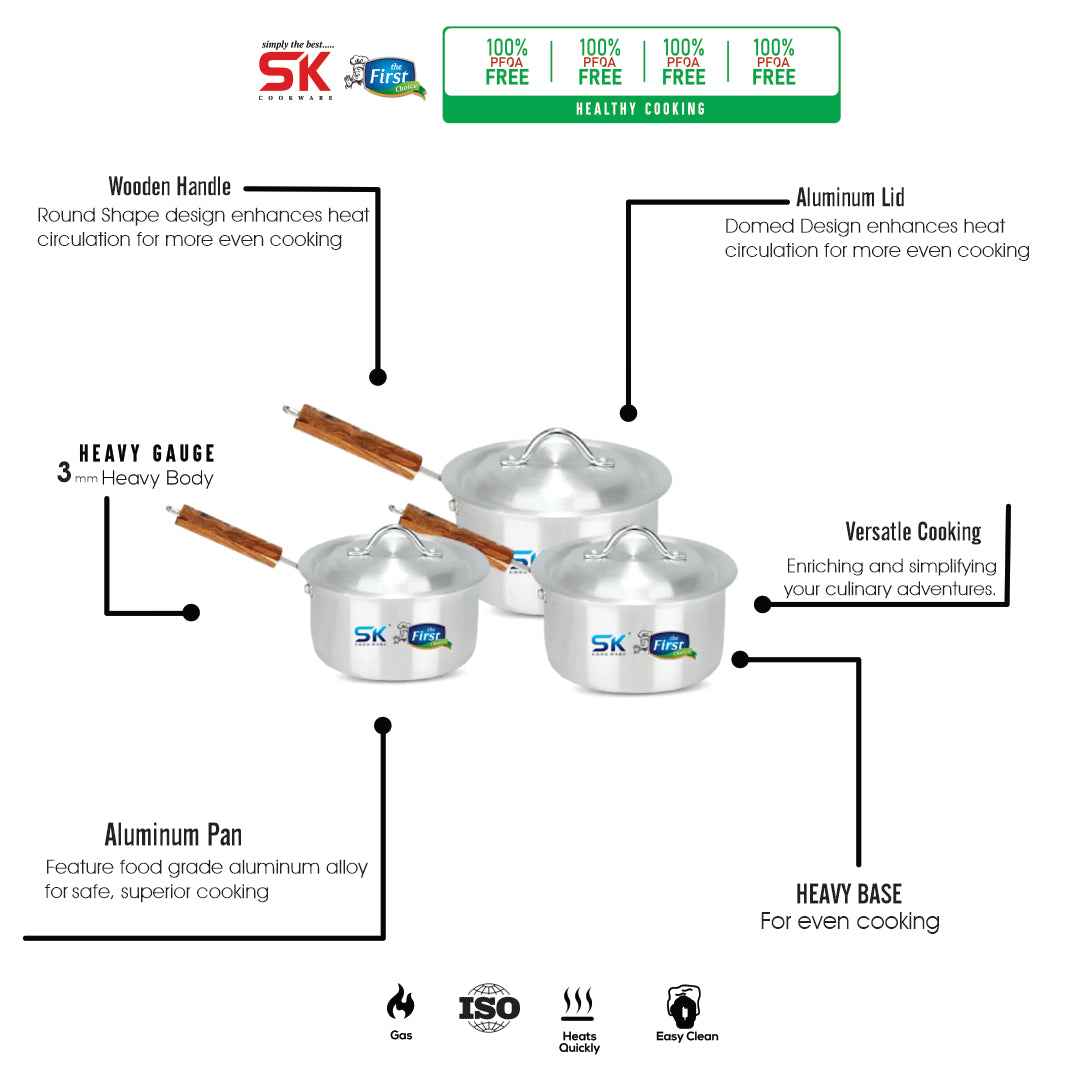 Aluminum Heavy Gauged Sauce Pan Set - Skcookware