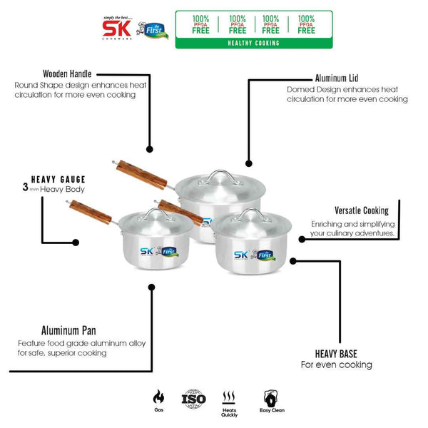 Aluminum Heavy Gauged Sauce Pan Set - Skcookware