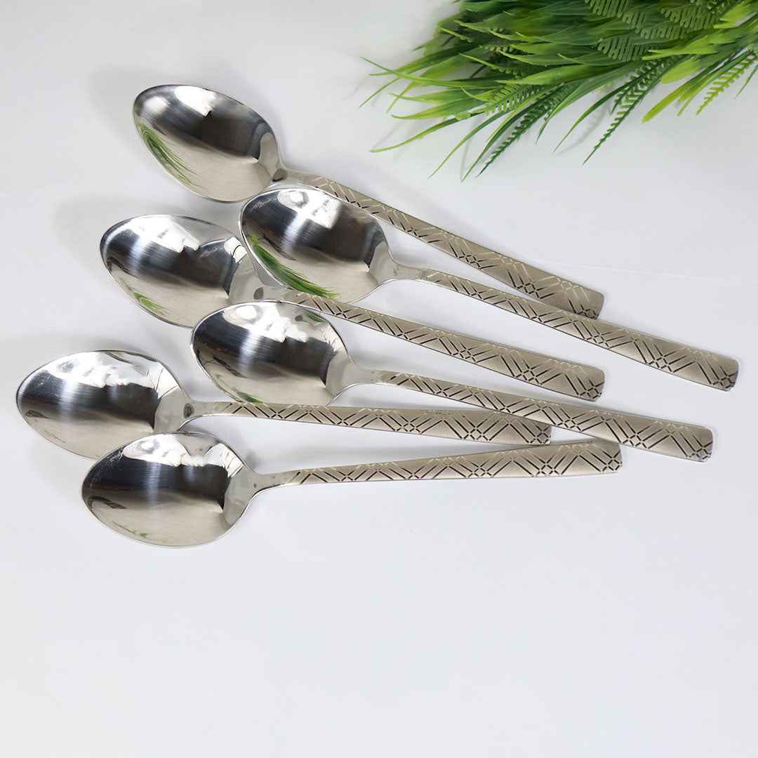 6 Pieces Stainless Steel Table Spoons Set - Designed - Skcookware