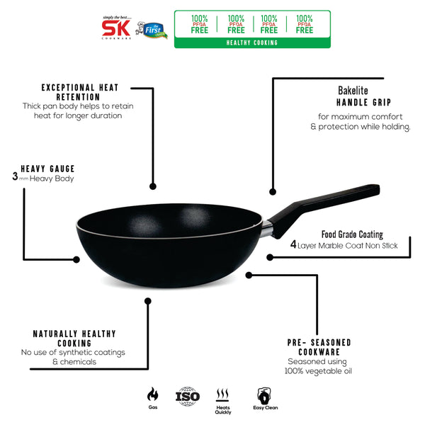 Non Stick Deep Fry Pan without Lid - Black