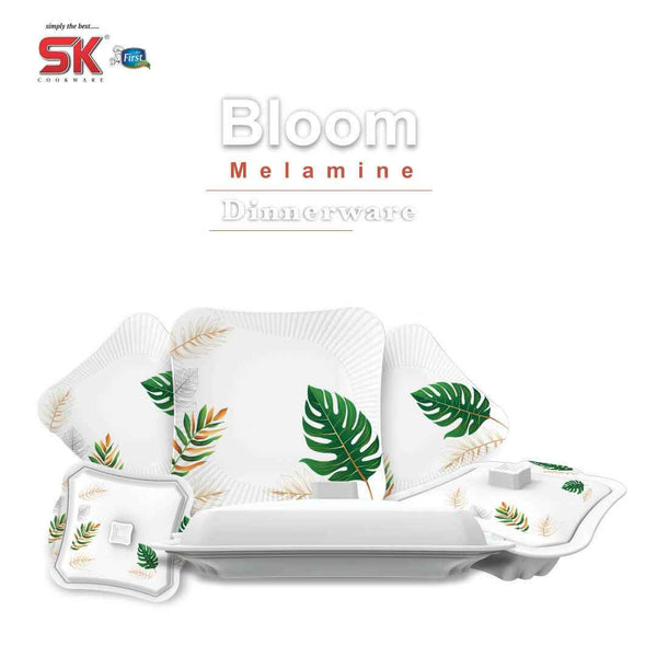 64 Pieces Melamine Single Glaze Bloom Dinnerware Set - 307 - Skcookware