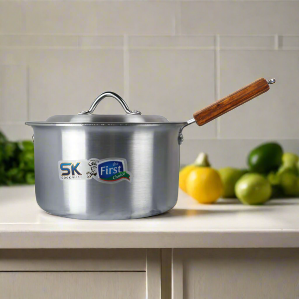 Heavy Gauged Aluminum Metal Finish Sauce Pan with Lid - Skcookware