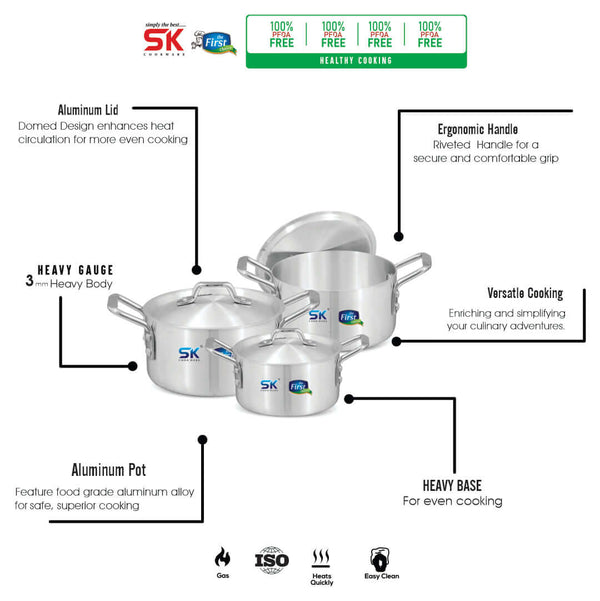 6 Pieces Aluminum Glory Stock Pot Set 8/10 - Skcookware