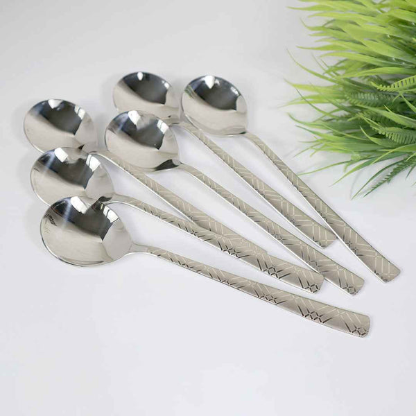 6 Pieces Stainless Steel Soup Spoons Set - 14 Gauged - Skcookware