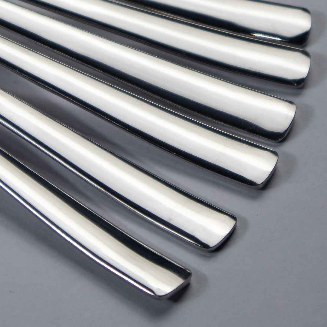6 Pieces Stainless Steel Soup Spoons Set - 14 Gauged (Plain) - Skcookware