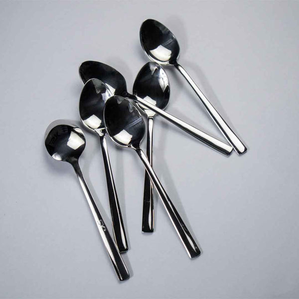 6 Pieces Stainless Steel Tea Spoons Set (Plain) - Skcookware