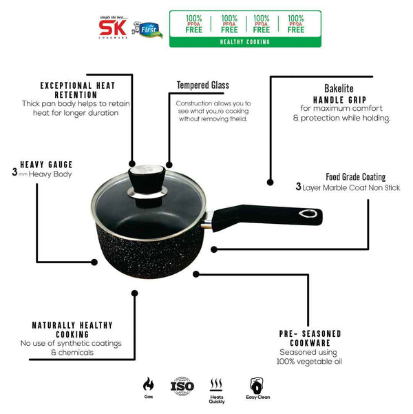 Black Marble Coated Saucepan - Skcookware