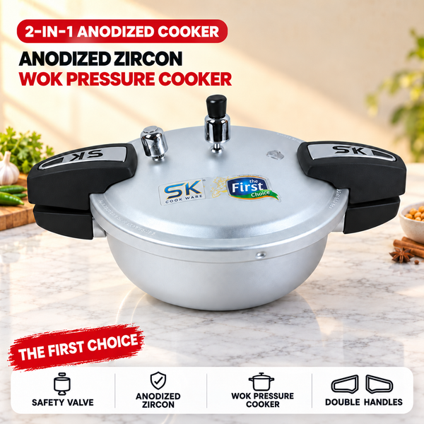 2-in-1 Anodized Zircon Wok Pressure Cooker