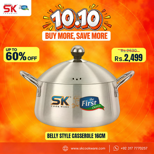 Heavy Gauged Metal Finish Belly Style Casserole
