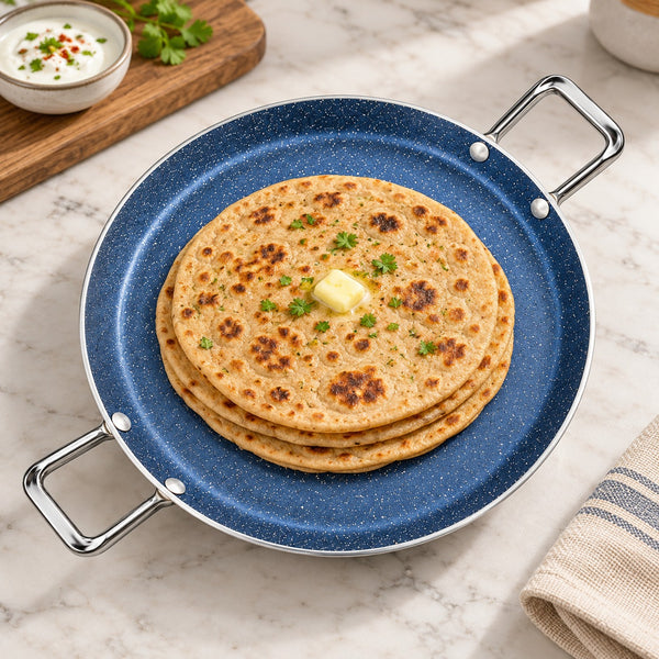 Double Handle Black Non Stick Marble/Granite Coated Hot Plate