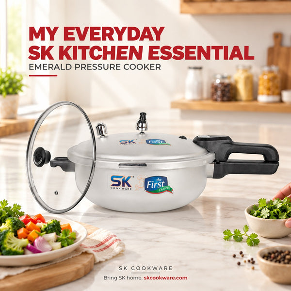 Emerald 2-in-1 Anodized Wok Pressure Cooker Free Glass Lid