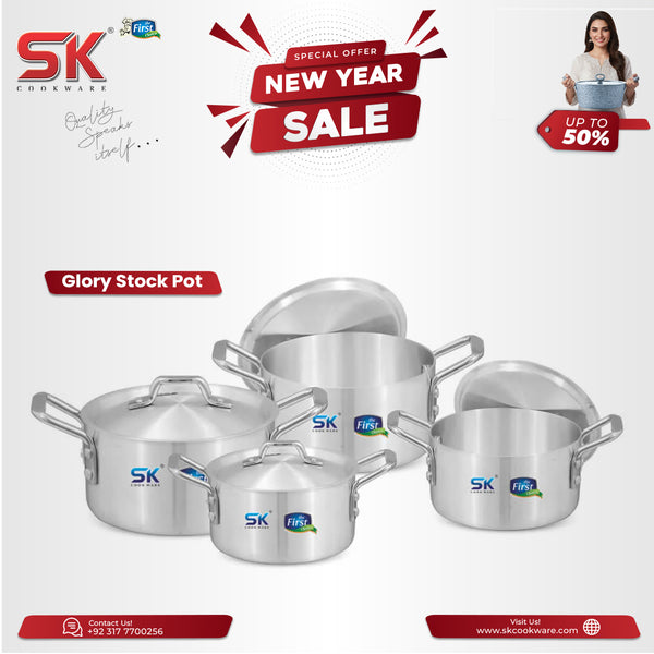 8 Pieces Aluminum Glory Stock Pot Set 1/4