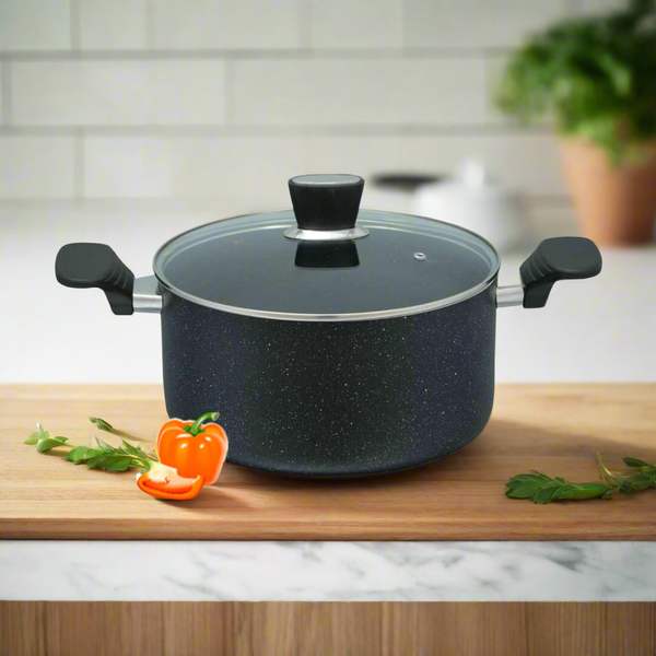 Non Stick Marble Coated Casserole - Black - Skcookware