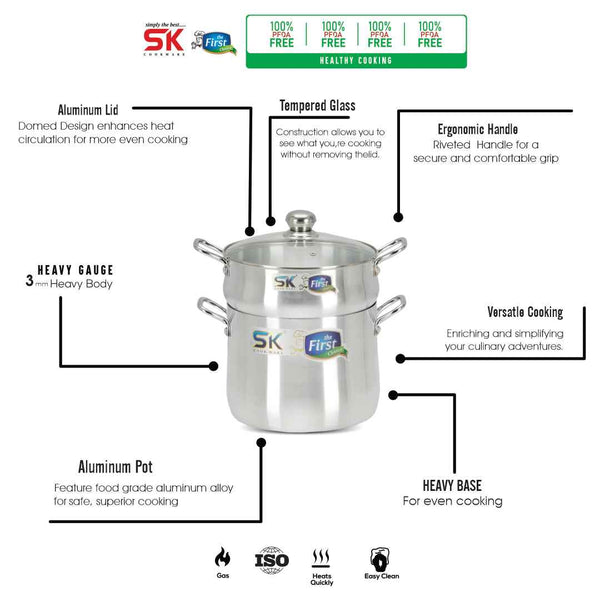 Aluminum Metal Finish Couscousera Steamer - Skcookware