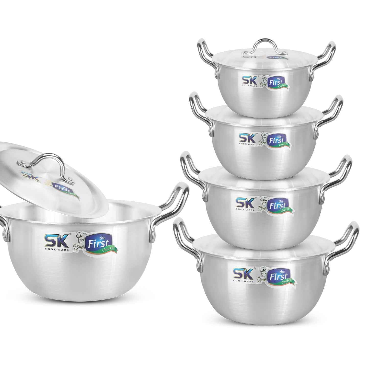 10 Pieces Aluminum Heavy Gauged Metal Finish Casserole Tempo Set 2/6 - Skcookware