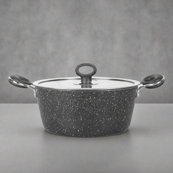 Non Stick Marble Coated Signature Casserole (Daigchi/Baigona) - Black - Skcookware