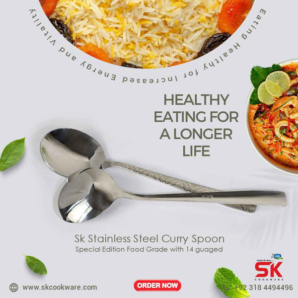 Set of 2 Stainless Steel Curry Spoons - Elegant Design - Skcookware