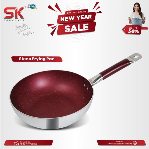 Mirror Polish Aluminum Steno Frying Pan inside Marble Coat