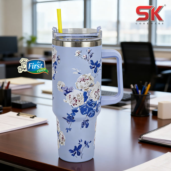 Insulated Stainless Steel Tumbler with Handle & Straw - B11