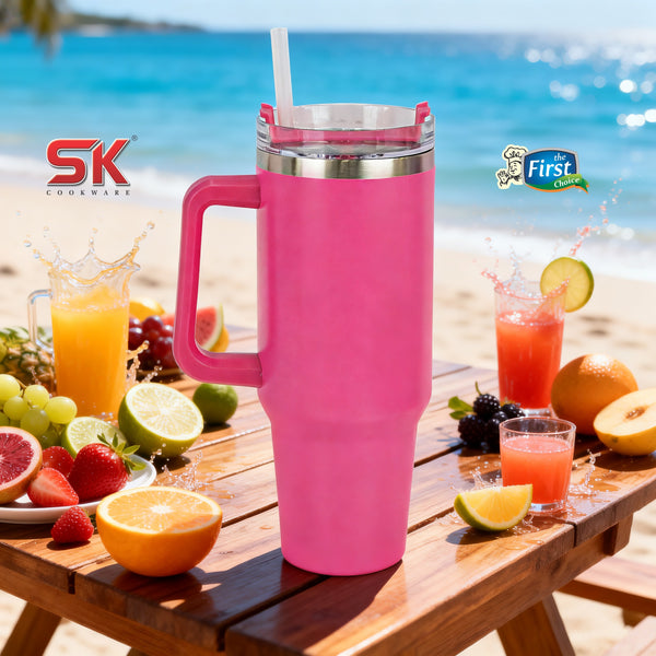 Insulated Stainless Steel Tumbler with Handle & Straw - B13