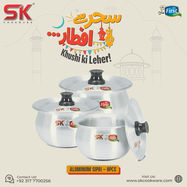 8 Pieces Aluminum Sipri /Casserole Heavy Summer Set 19-23