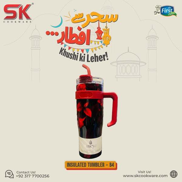 Insulated Stainless Steel Tumbler with Handle & Straw - B4
