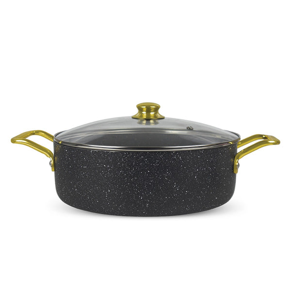 Marble Coated Non-Stick Fish Pot with Golden Handles