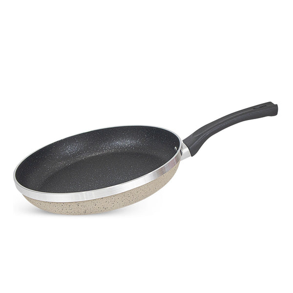 Export Leftover 4Ged Marble Coated Non Stick Fry Pan - Beige & Black