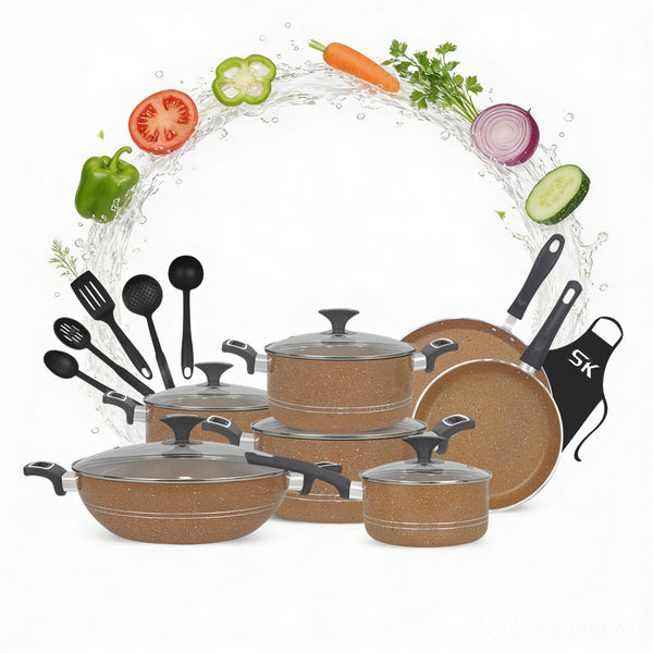 18 Pieces Non Stick Marble Coated Gift Set by Graceware Cookware