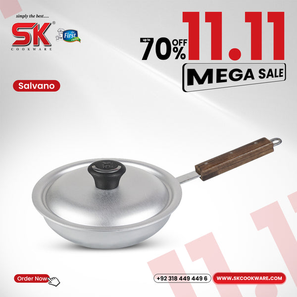 Aluminum Anodized Fry Pan with Lid - Salvano