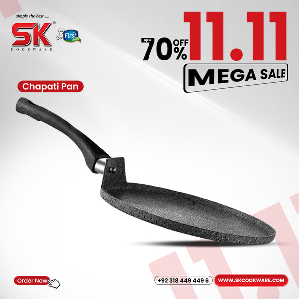 Non Stick Marble Coated Signature Chapati Pan - Black