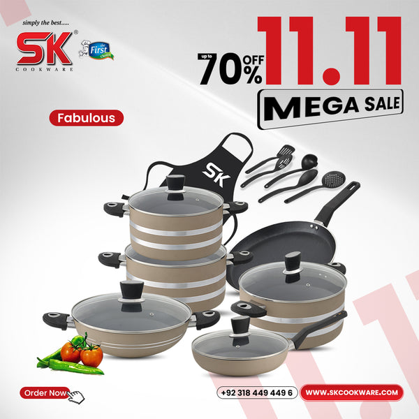 17 Pieces Non-Stick Fabulous Gift Pack Set - Cream