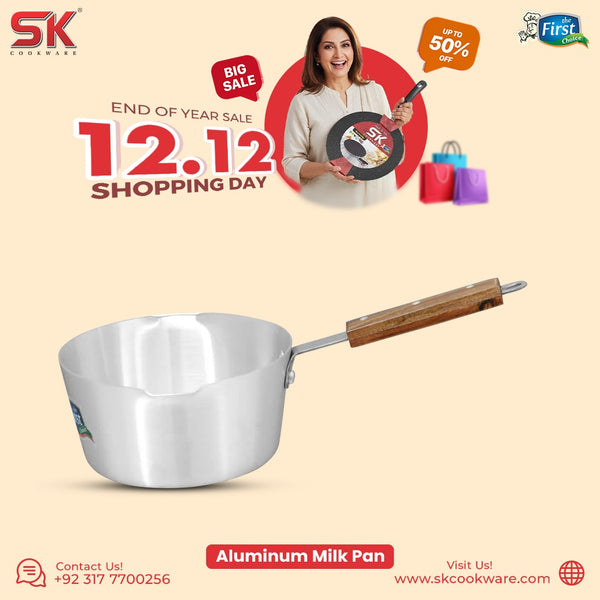 Metal Finish Double Spout Aluminum Milk Pan
